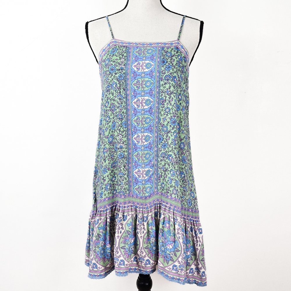 EUC Spell Jasmine Strappy Mini Dress, Jade